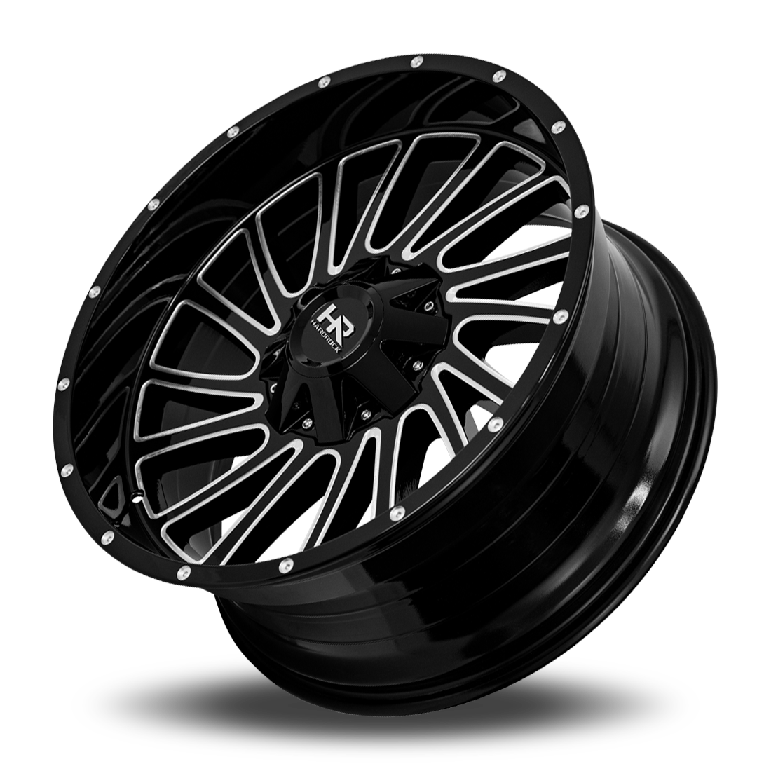 22x10 Hardrock H708 Overdrive Blk Milled Wheel 6x5.5 Bolt Pattern -25mm Offset