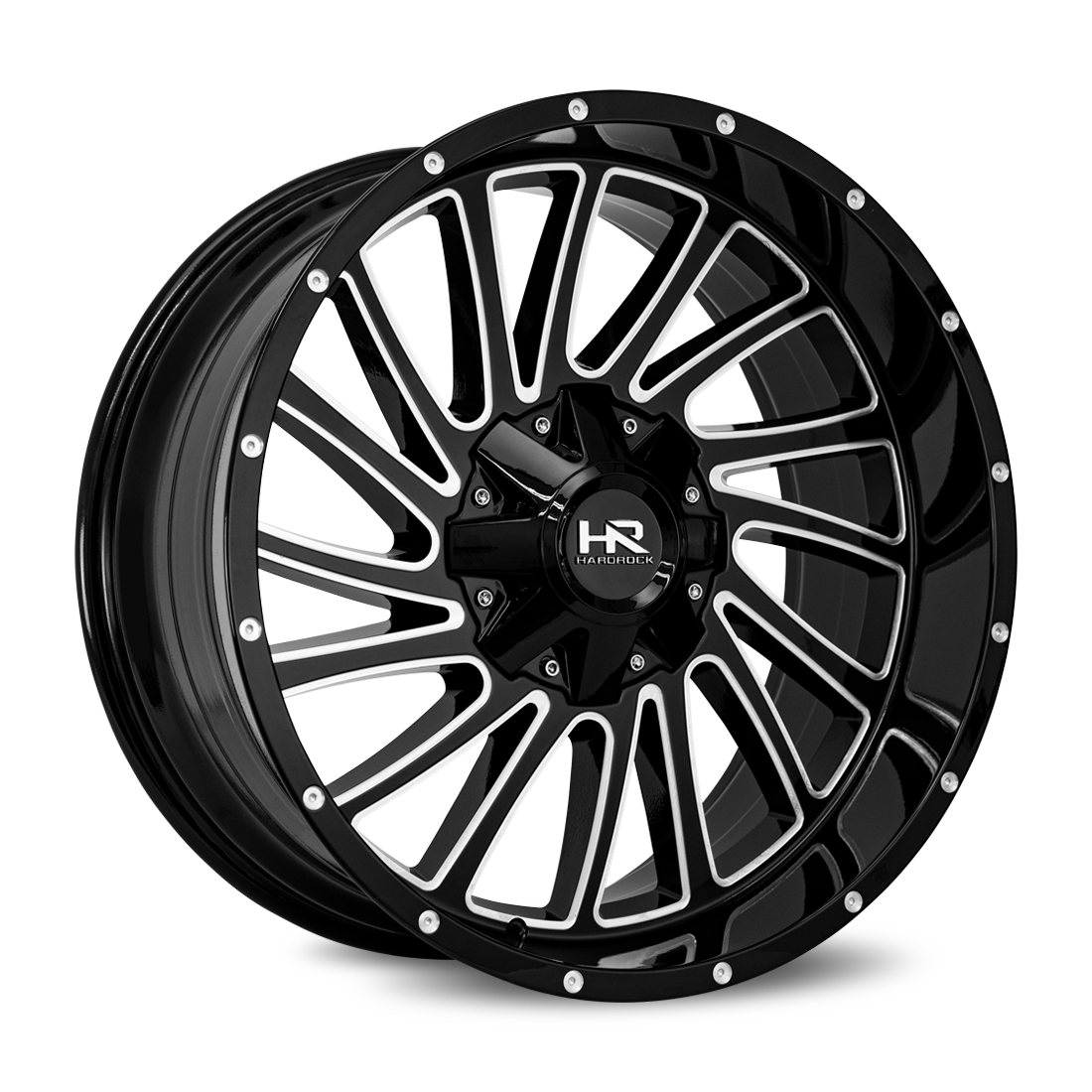 22x10 Hardrock H708 Overdrive Blk Milled Wheel 6x5.5 Bolt Pattern -25mm Offset