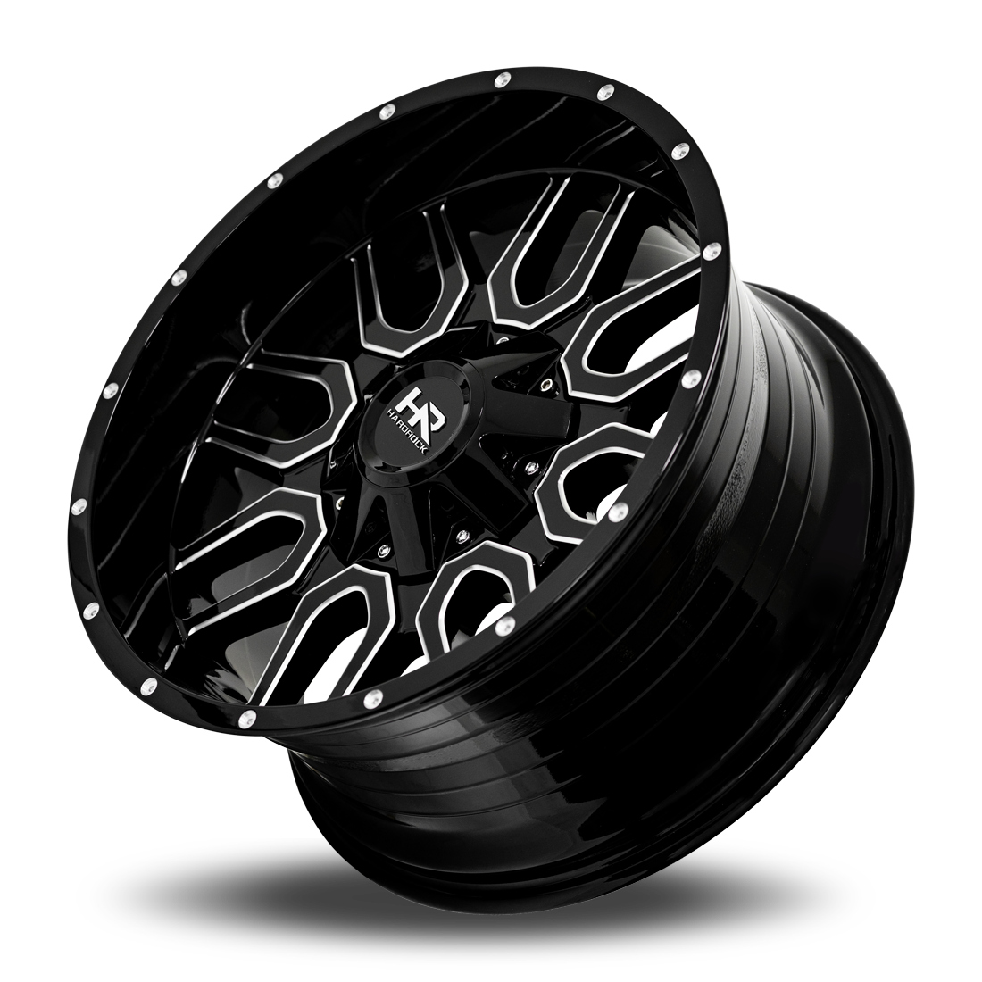 20x10 Hardrock H709 Commander Blk Milled Wheel 6x5.5 Bolt Pattern -19mm Offset