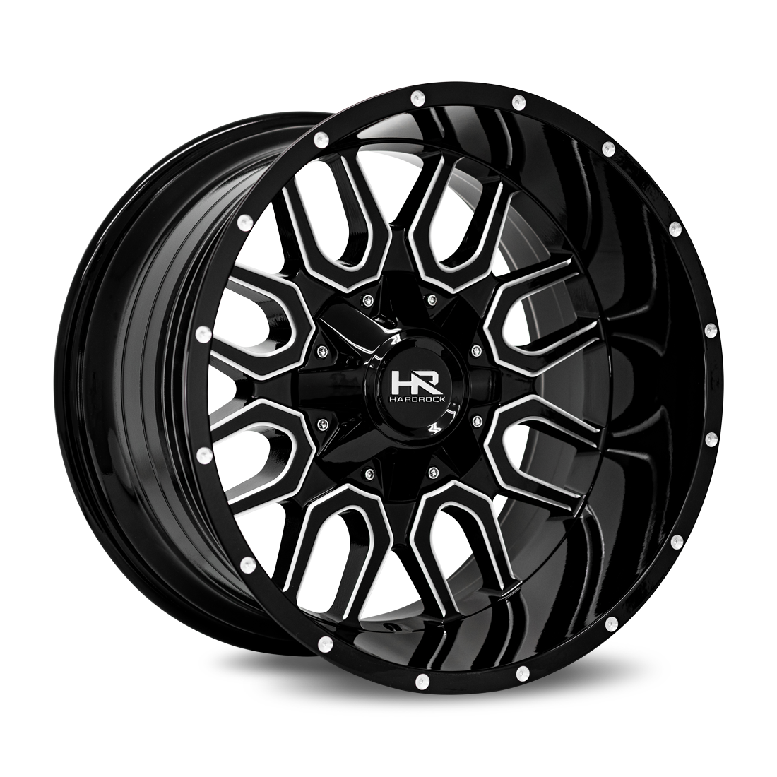 20x12 Hardrock H709 Commander Blk Milled Wheel 6x5.5 Bolt Pattern -51mm Offset