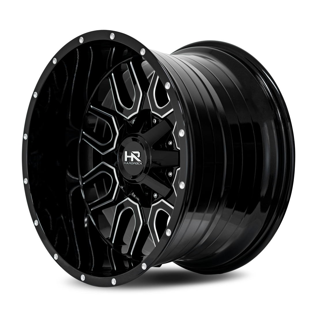 20x12 Hardrock H709 Commander Blk Milled Wheel 6x5.5 Bolt Pattern -51mm Offset