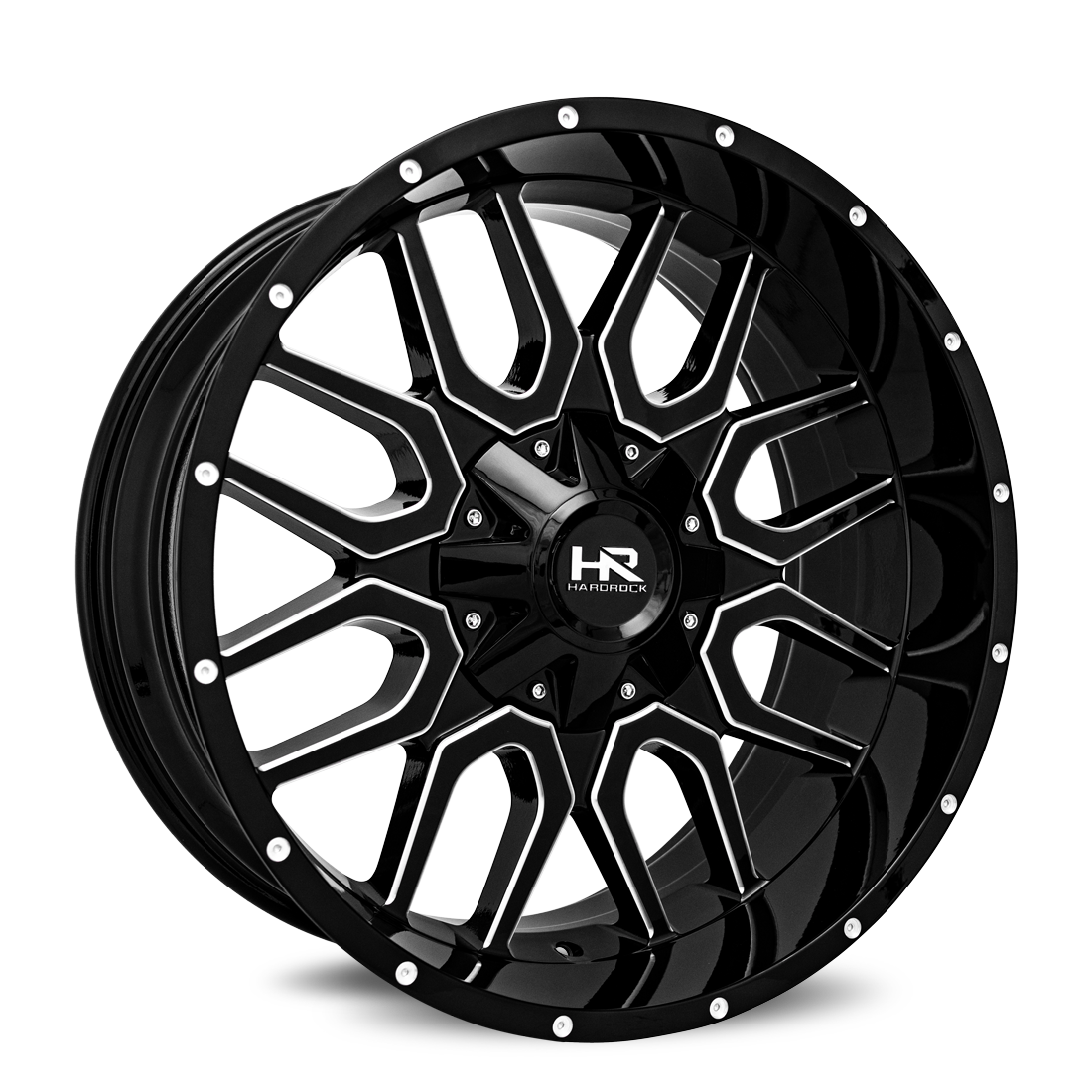 22x10 Hardrock H709 Commander Blk Milled Wheel 6x5.5 Bolt Pattern -25mm Offset