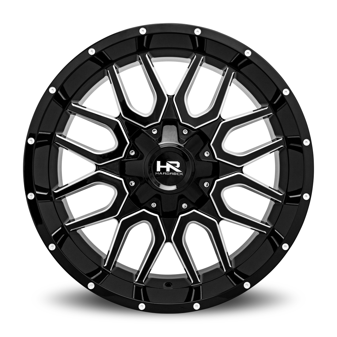 22x10 Hardrock H709 Commander Blk Milled Wheel 6x5.5 Bolt Pattern -25mm Offset