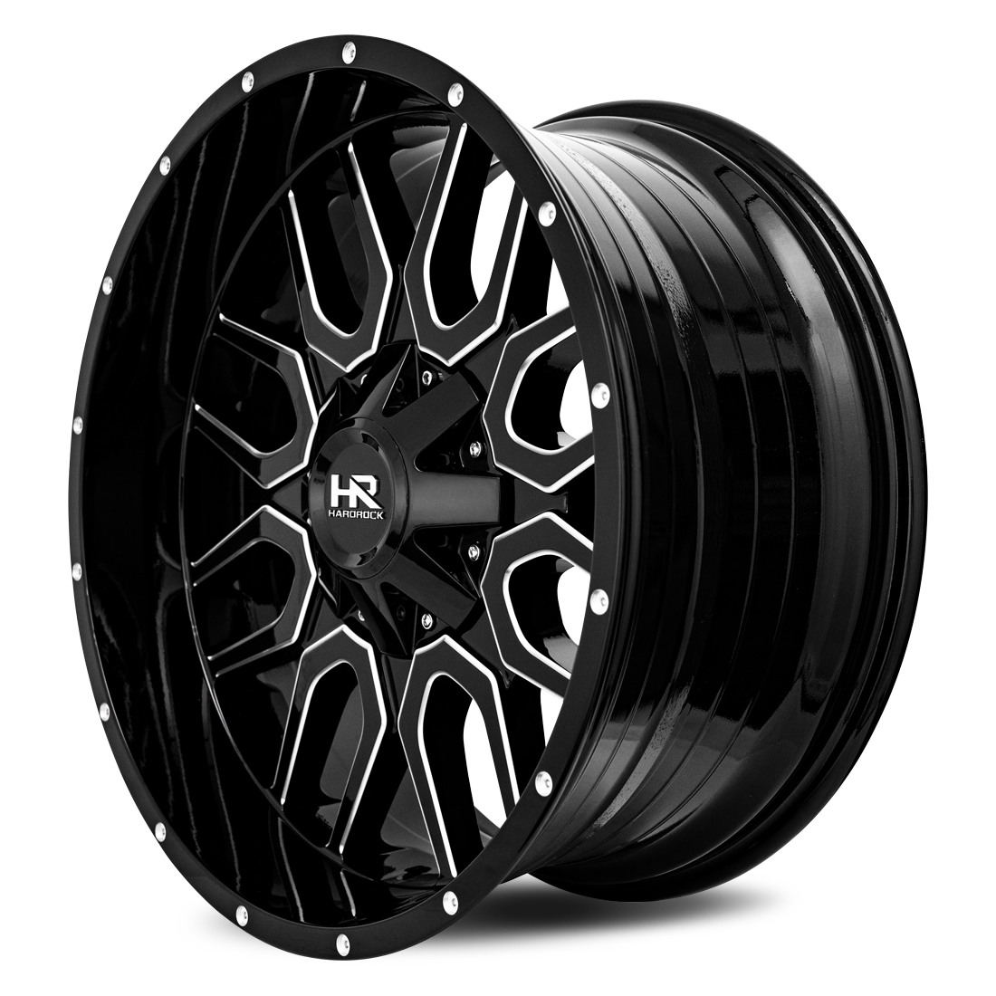 22x10 Hardrock H709 Commander Blk Milled Wheel 6x5.5 Bolt Pattern -25mm Offset