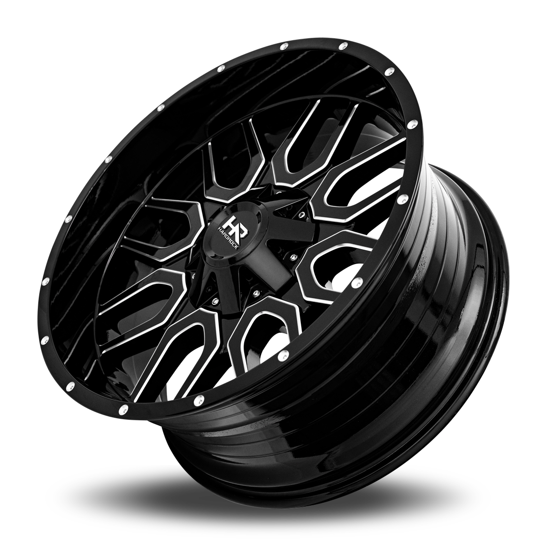 22x10 Hardrock H709 Commander Blk Milled Wheel 6x5.5 Bolt Pattern -25mm Offset