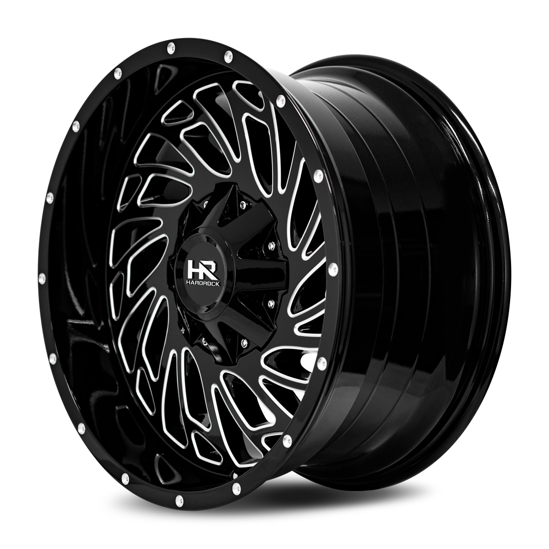 20x10 Hardrock H710 Attack Blk Milled Wheel 6x5.5 Bolt Pattern -19mm Offset