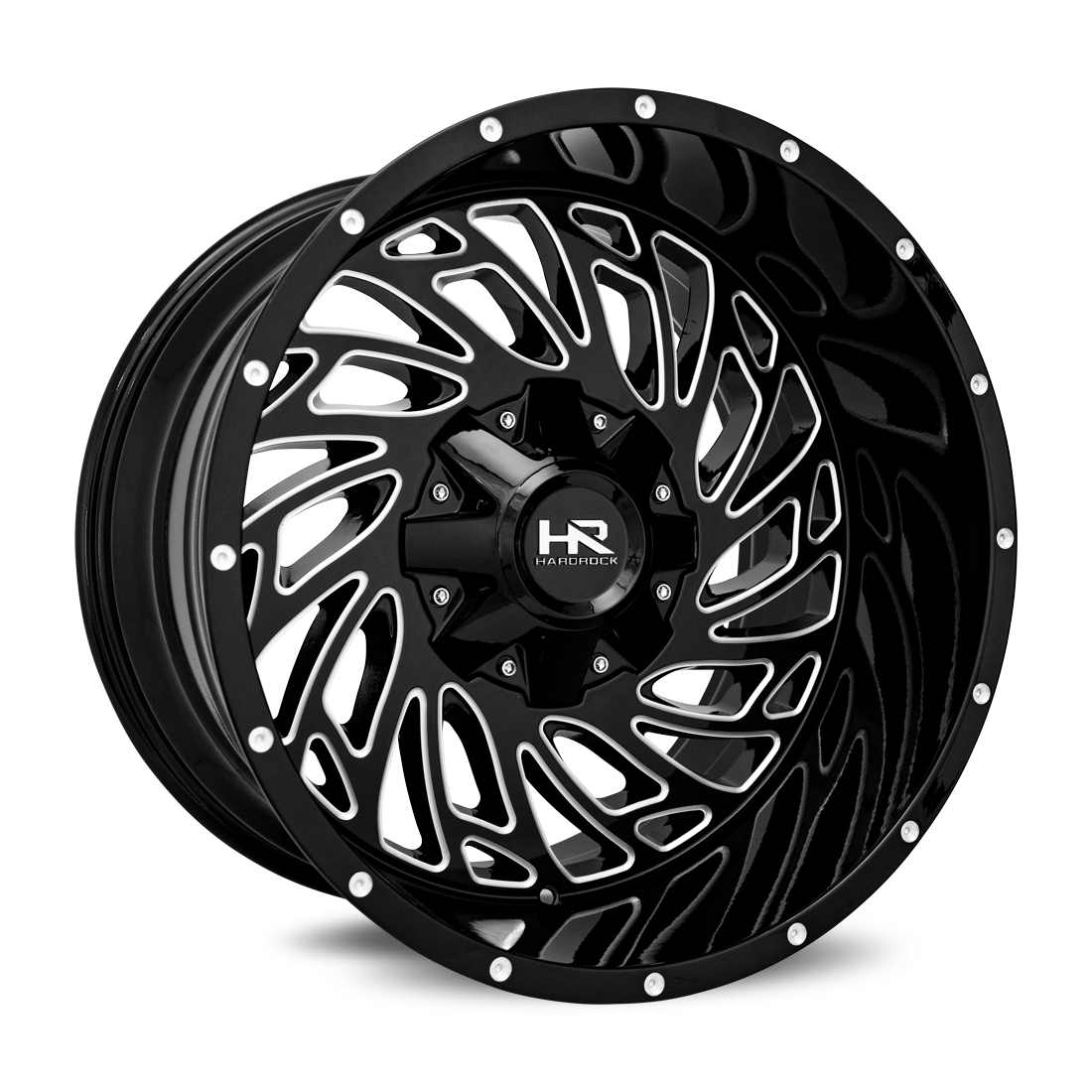 20x12 Hardrock H710 Attack Blk Milled Wheel 6x5.5 Bolt Pattern -51mm Offset