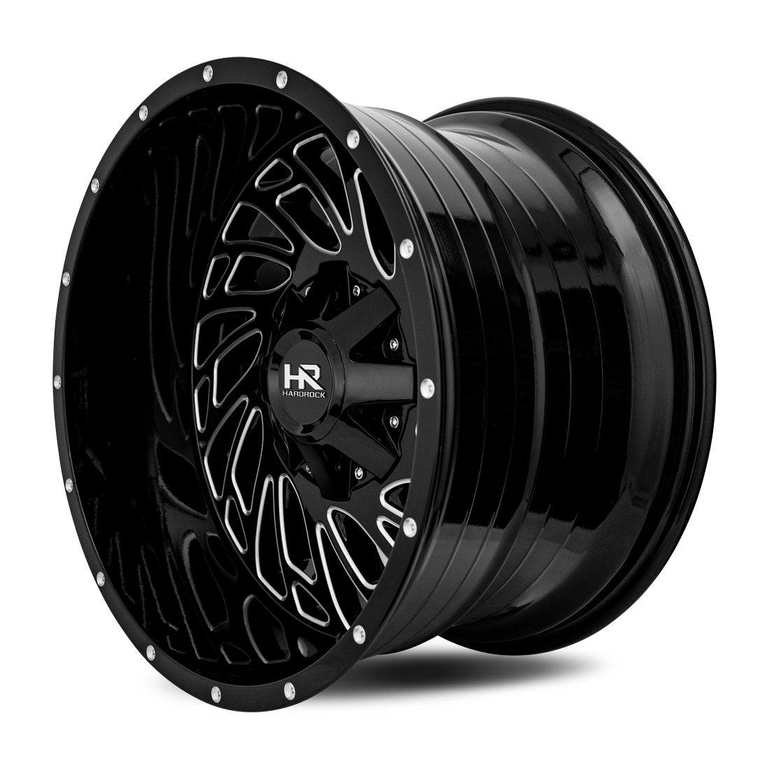 20x12 Hardrock H710 Attack Blk Milled Wheel 6x5.5 Bolt Pattern -51mm Offset