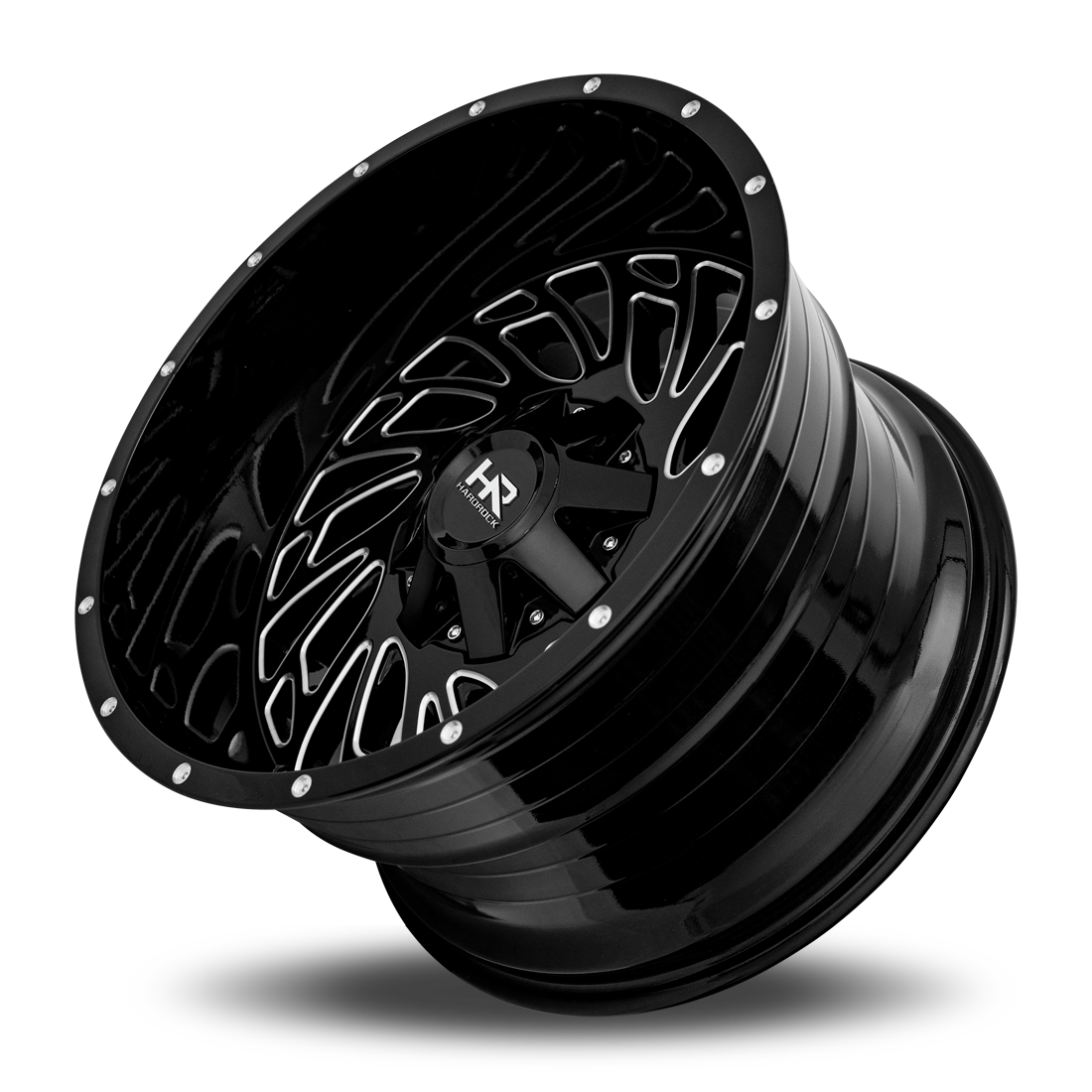 20x12 Hardrock H710 Attack Blk Milled Wheel 6x5.5 Bolt Pattern -51mm Offset