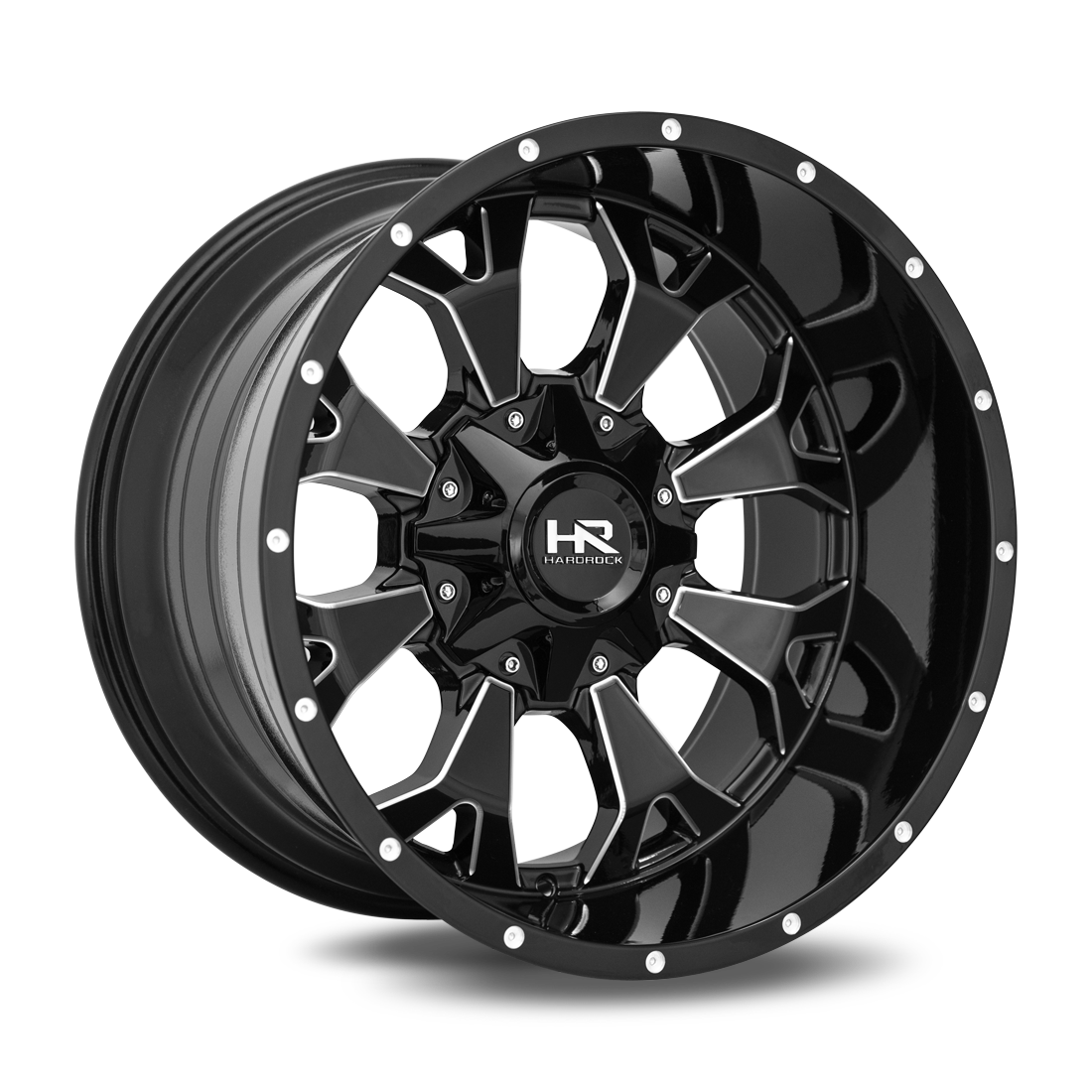 20x10 Hardrock H711 Devastator Blk Milled Wheel 6x5.5 Bolt Pattern -19mm Offset