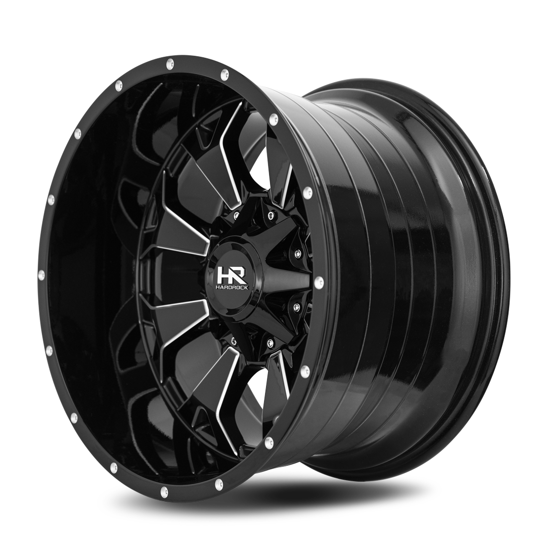 20x12 Hardrock H711 Devastator Blk Milled Wheel 6x5.5 Bolt Pattern -51mm Offset