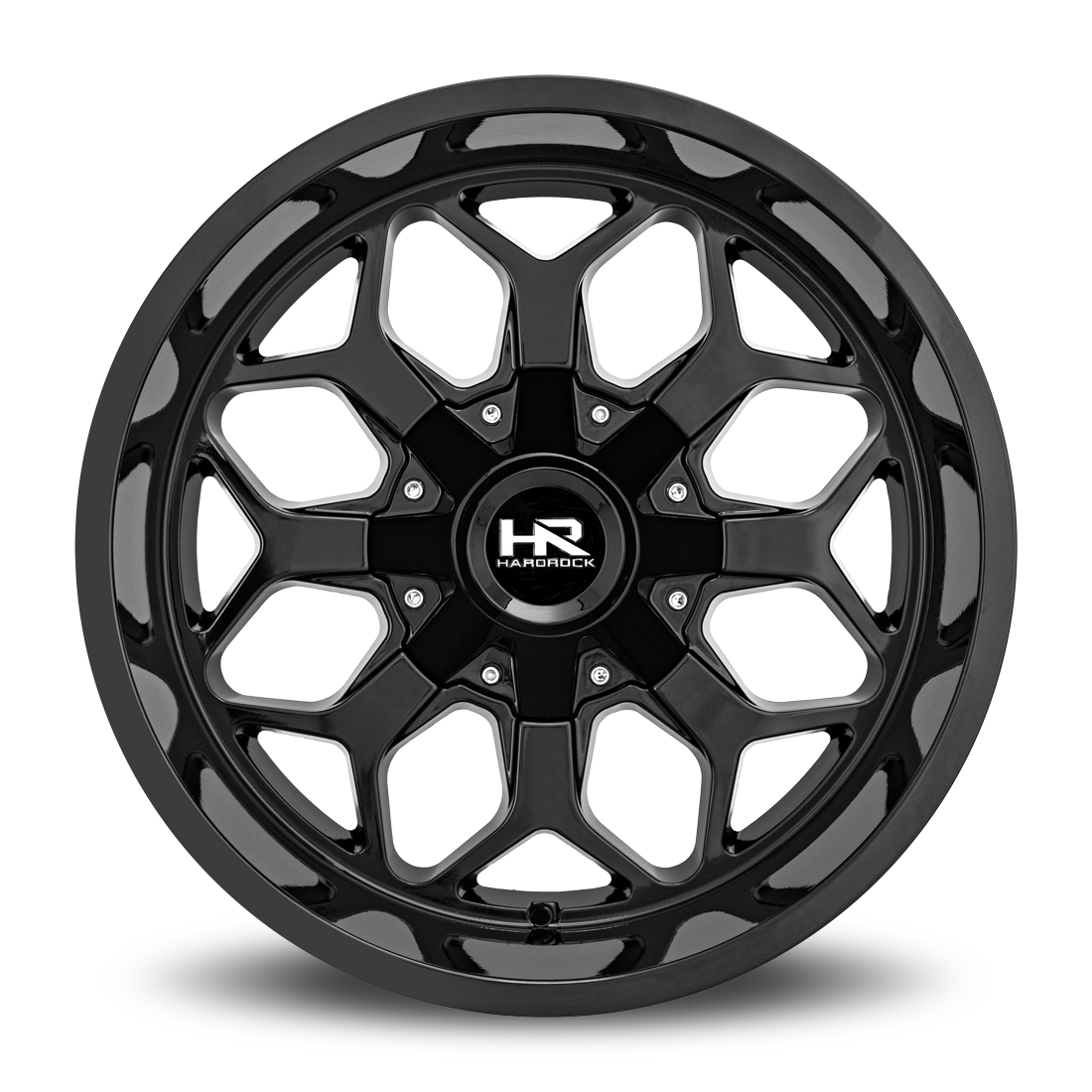 20x9 Hardrock H712 Indestructible Gloss Blk Wheel 6x5.5 Bolt Pattern 0mm Offset