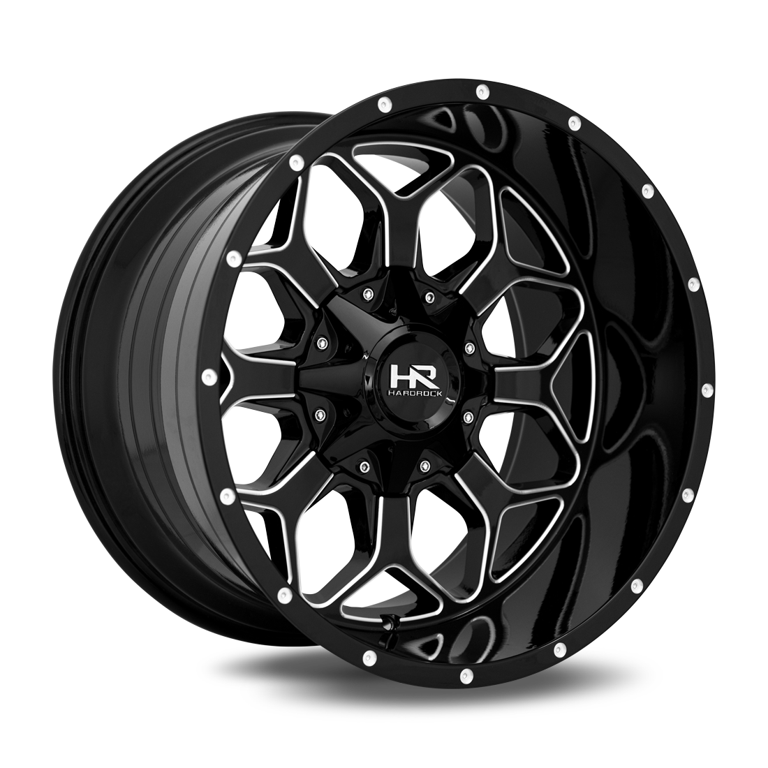 22x10 Hardrock H712 Indestructible Bl Mill Wheel 6x5.5 Bolt Pattern -25mm Offset