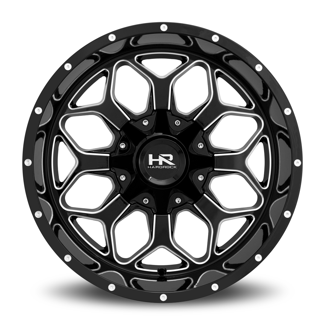 20x9 Hardrock H712 Indestructible Blk Milled Wheel 6x5.5 Bolt Pattern 0mm Offset