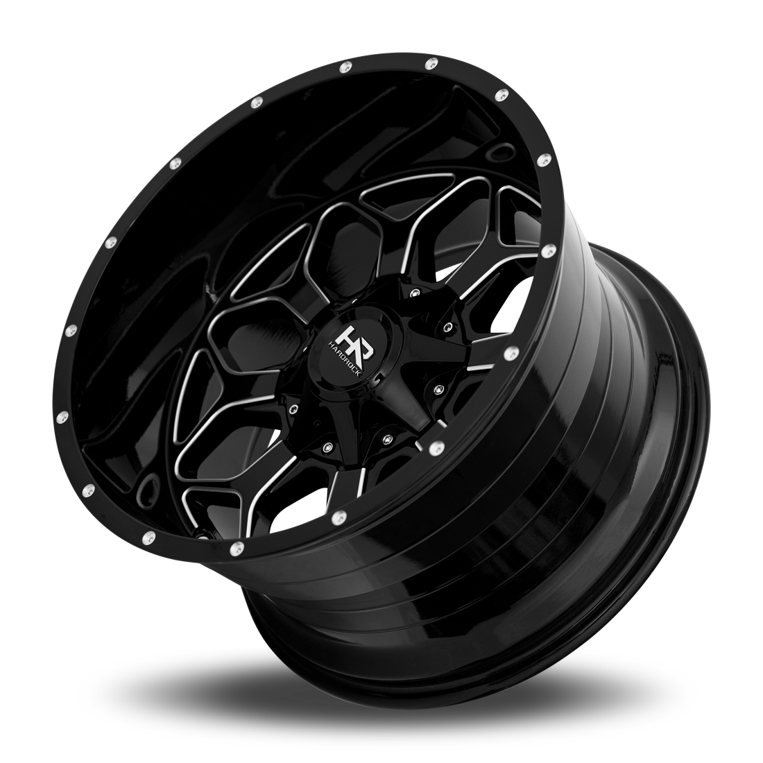 22x10 Hardrock H712 Indestructible Bl Mill Wheel 6x5.5 Bolt Pattern -25mm Offset