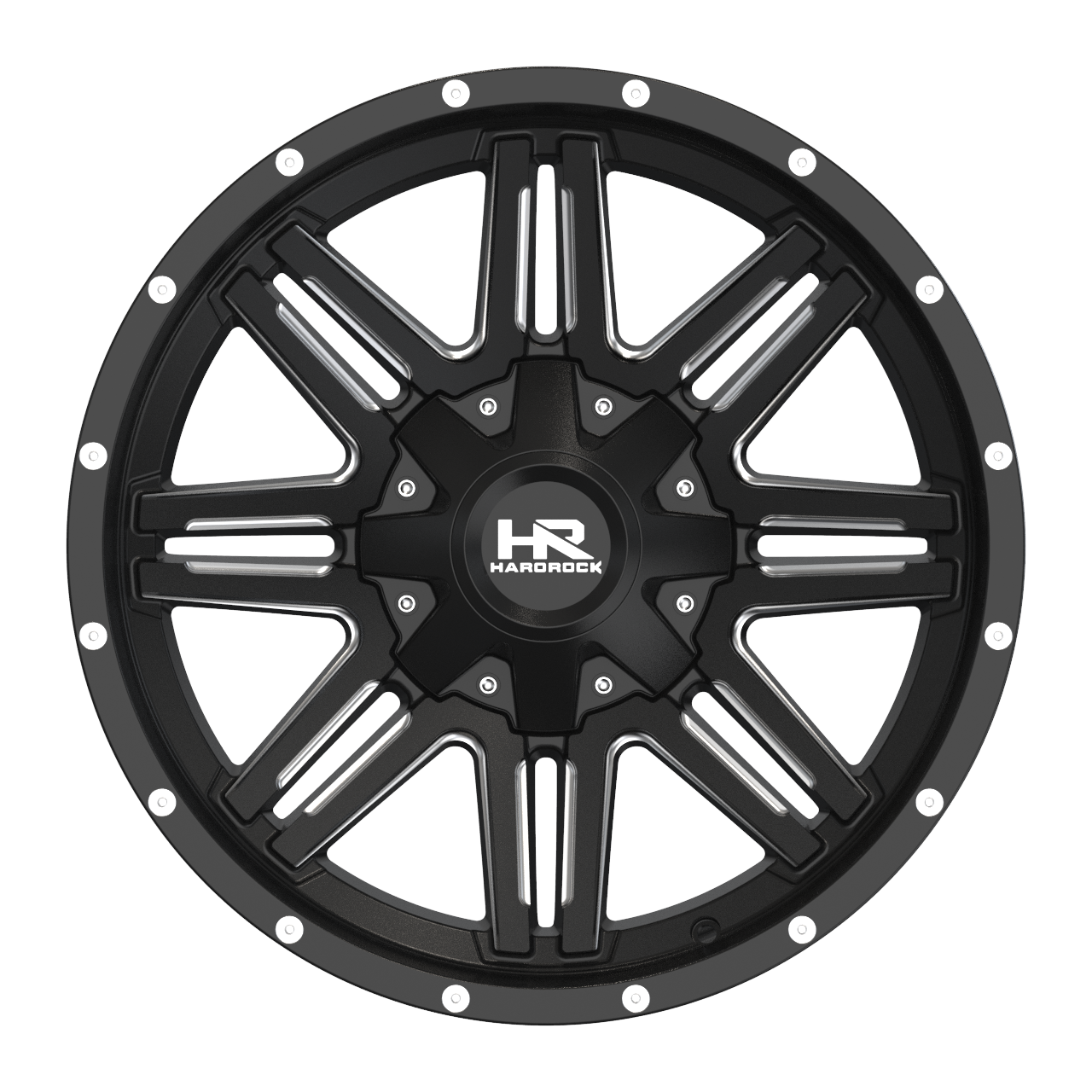 20x12 Hardrock H715 Warrior Blk Milled Wheel 6x5.5 Bolt Pattern -51mm Offset
