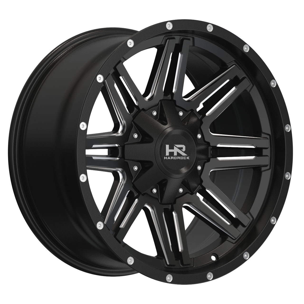 20x10 Hardrock H715 Warrior Blk Milled Wheel 6x5.5 Bolt Pattern -19mm Offset