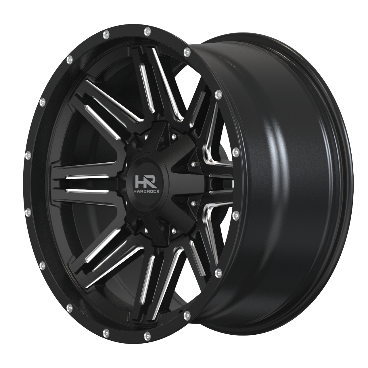 20x9 Hardrock H715 Warrior Blk Milled Wheel 6x5.5 Bolt Pattern 0mm Offset