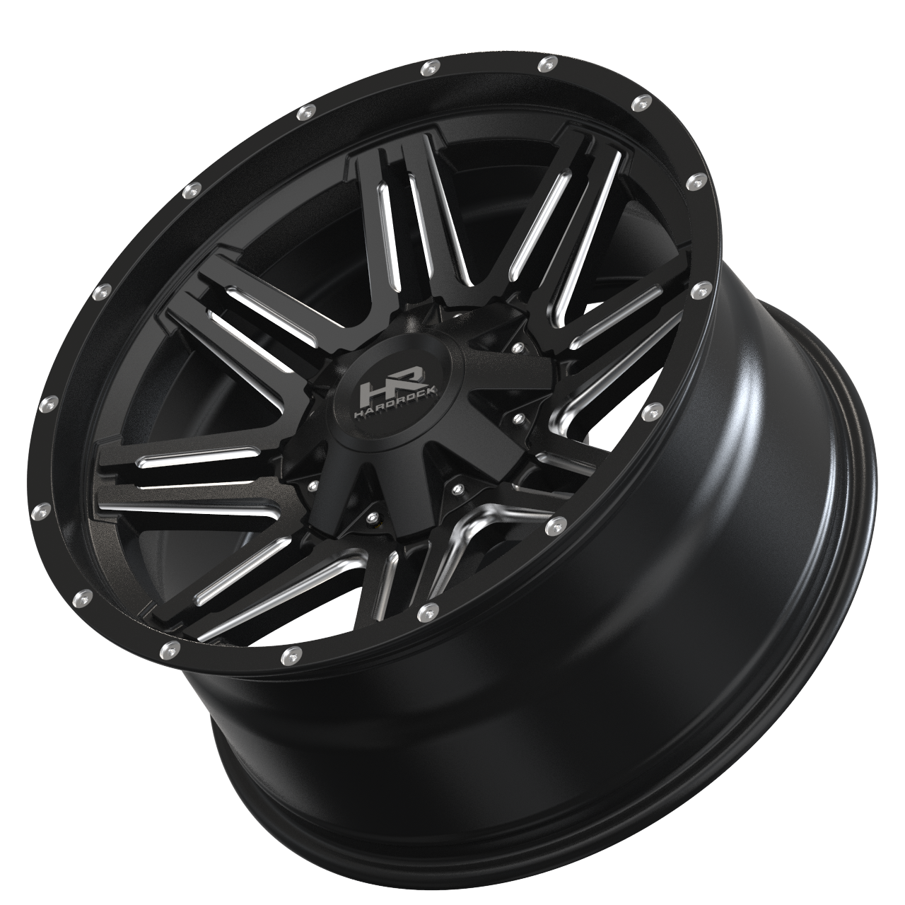 22x10 Hardrock H715 Warrior Blk Milled Wheel 6x5.5 Bolt Pattern -25mm Offset