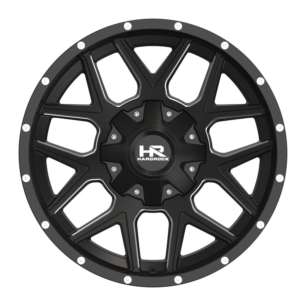 20x12 Hardrock H716 Rugged Blk Milled Wheel 6x5.5 Bolt Pattern -51mm Offset