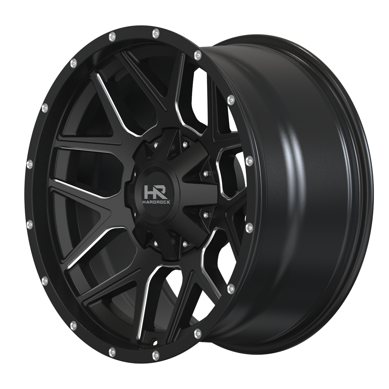 20x10 Hardrock H716 Rugged Blk Milled Wheel 6x5.5 Bolt Pattern -19mm Offset