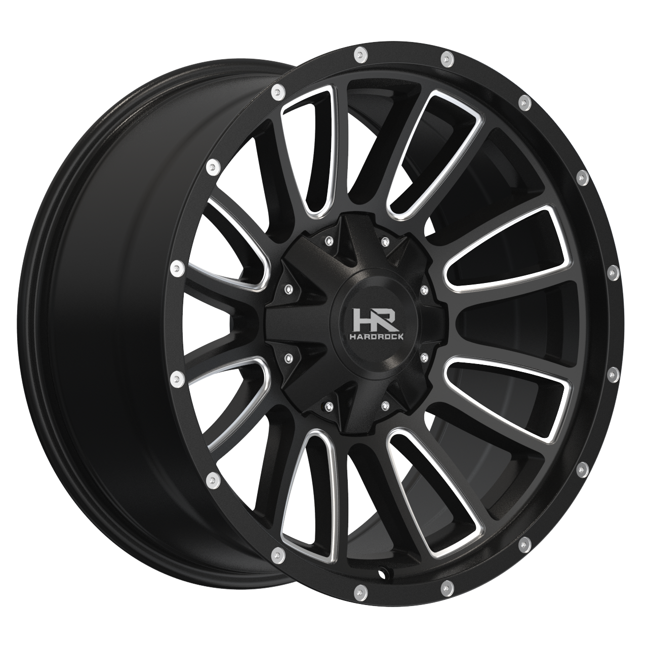 22x10 Hardrock H717 Tactical Blk Milled Wheel 6x5.5 Bolt Pattern -25mm Offset