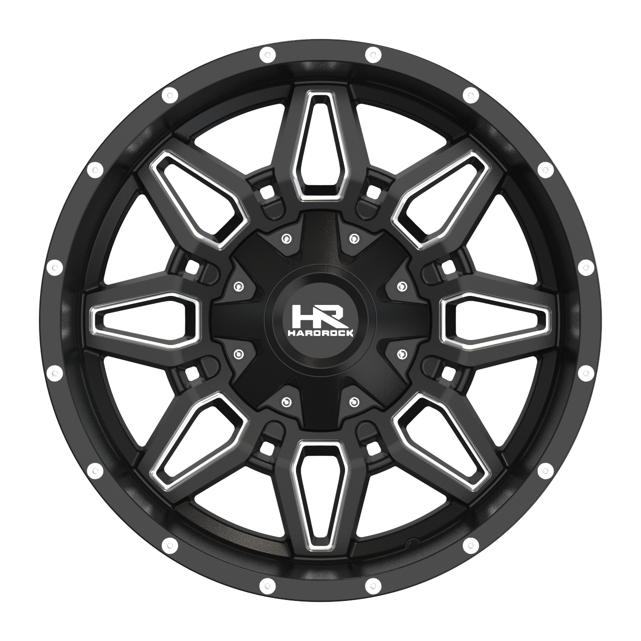 20x9 Hardrock H718 Striker Blk Milled Wheel 6x5.5 Bolt Pattern 0mm Offset