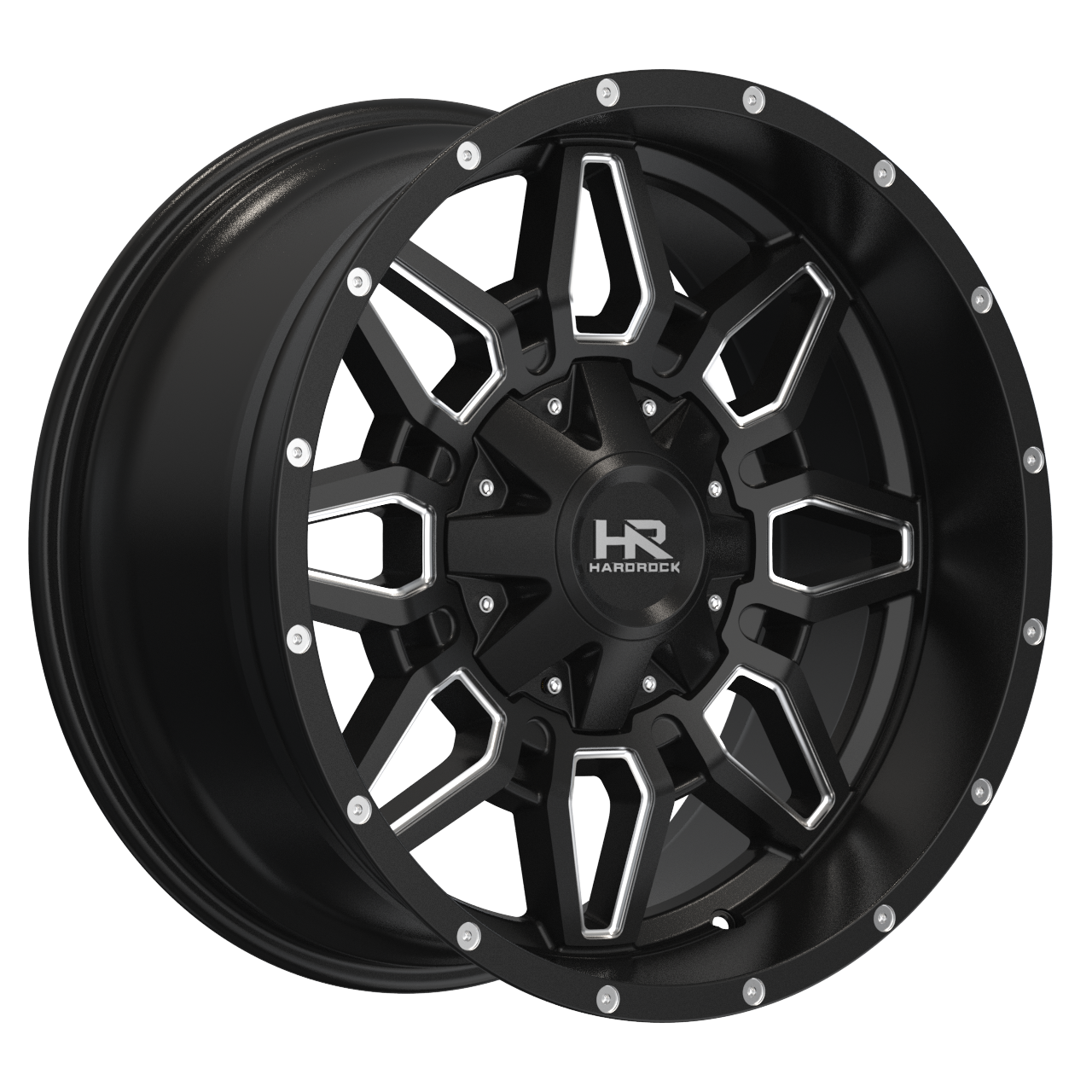 20x9 Hardrock H718 Striker Blk Milled Wheel 6x5.5 Bolt Pattern 0mm Offset