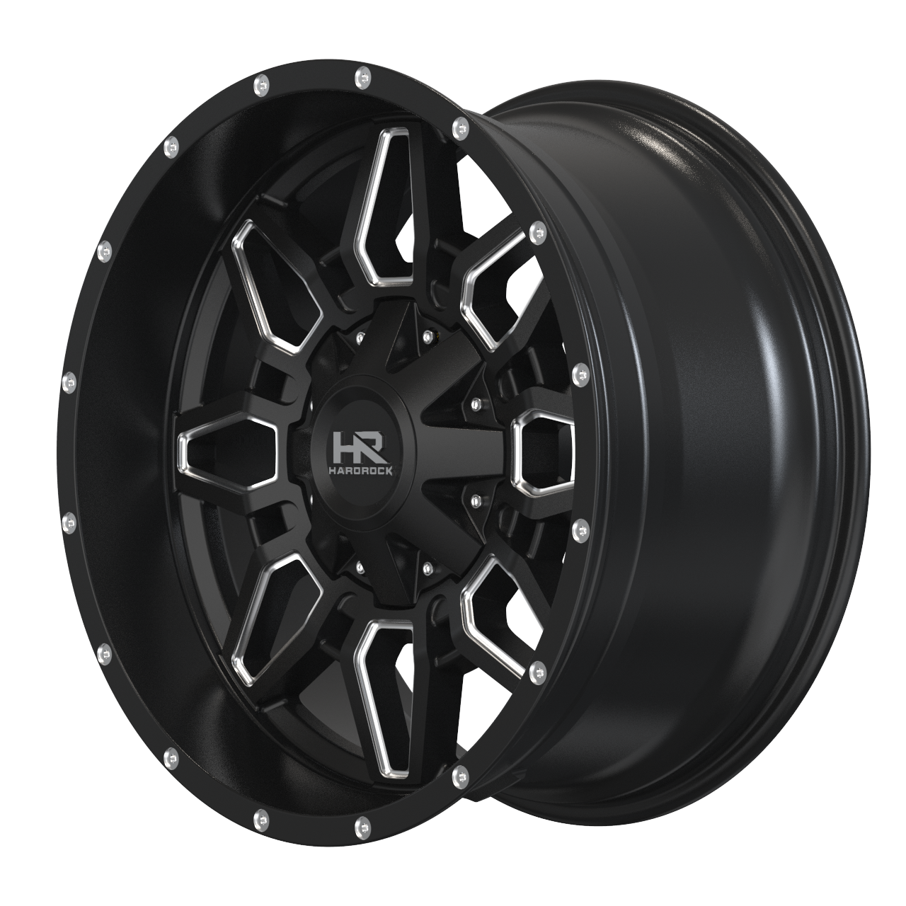 20x10 Hardrock H718 Striker Blk Milled Wheel 6x5.5 Bolt Pattern -19mm Offset