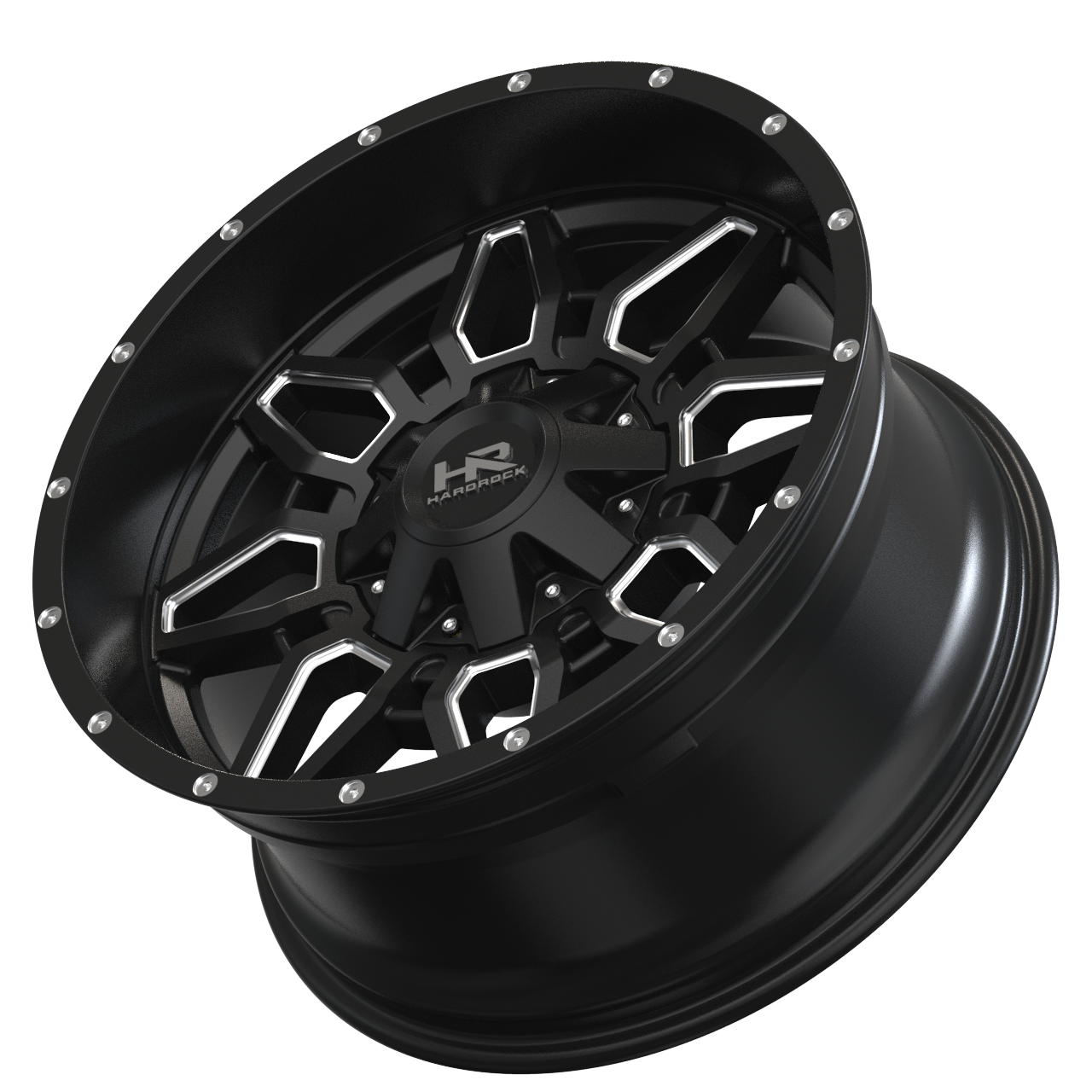 20x9 Hardrock H718 Striker Blk Milled Wheel 6x5.5 Bolt Pattern 0mm Offset