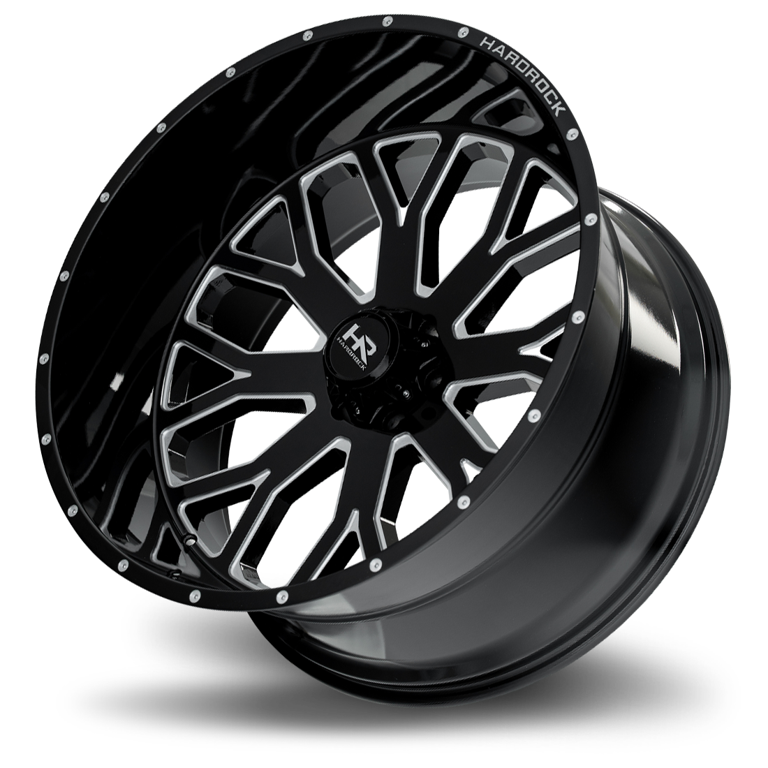 26x14 Hardrock H504 Slammer Blk Milled Wheel 6x5.5 Bolt Pattern -76mm Offset