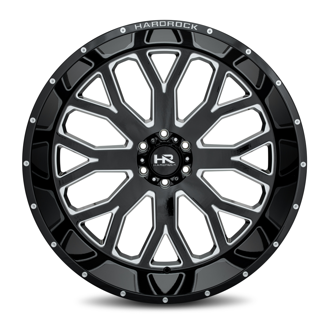 26x14 Hardrock H504 Slammer Blk Milled Wheel 6x5.5 Bolt Pattern -76mm Offset