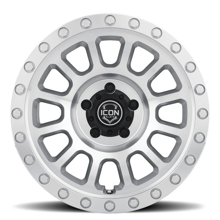 17x8.5 Icon Alloys Hulse Silver Machined Wheel 6x5.5 Bolt Pattern 0mm Offset