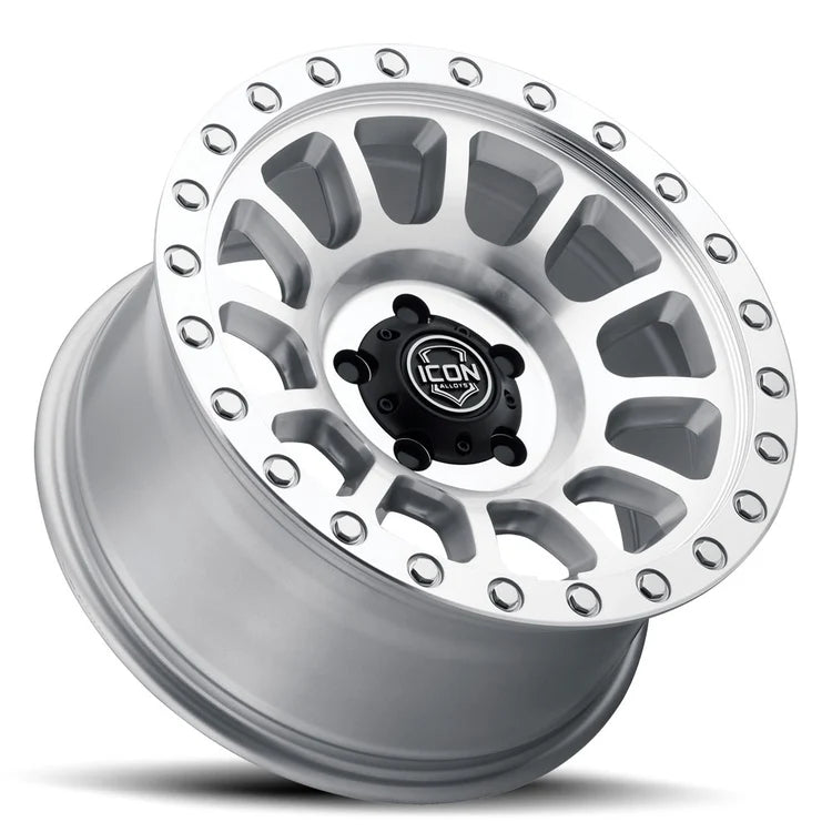 17x8.5 Icon Alloys Hulse Silver Machined Wheel 6x5.5 Bolt Pattern 0mm Offset