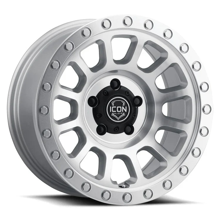 17x8.5 Icon Alloys Hulse Silver Machined Wheel 6x5.5 Bolt Pattern 0mm Offset