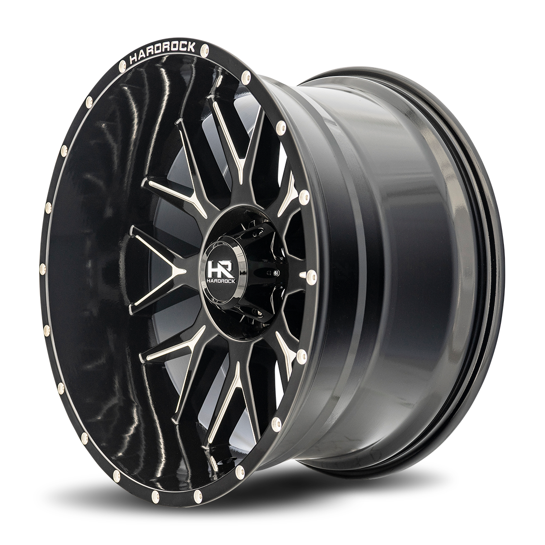 22x12 Hardrock H500 Affliction Blk Milled Wheel 6x5.5 Bolt Pattern -44mm Offset