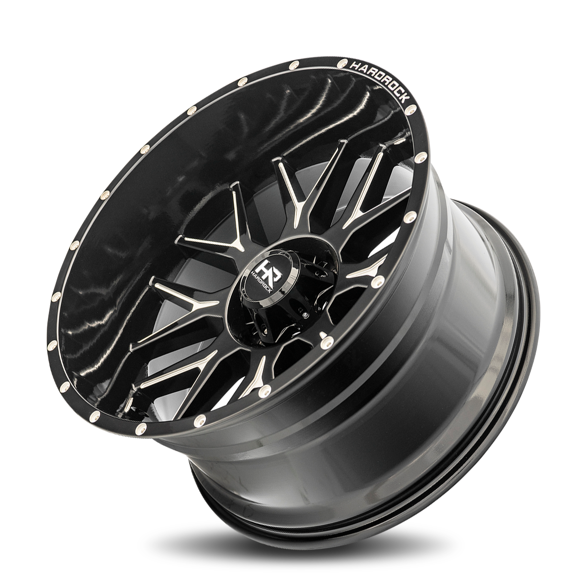 22x12 Hardrock H500 Affliction Blk Milled Wheel 6x5.5 Bolt Pattern -44mm Offset