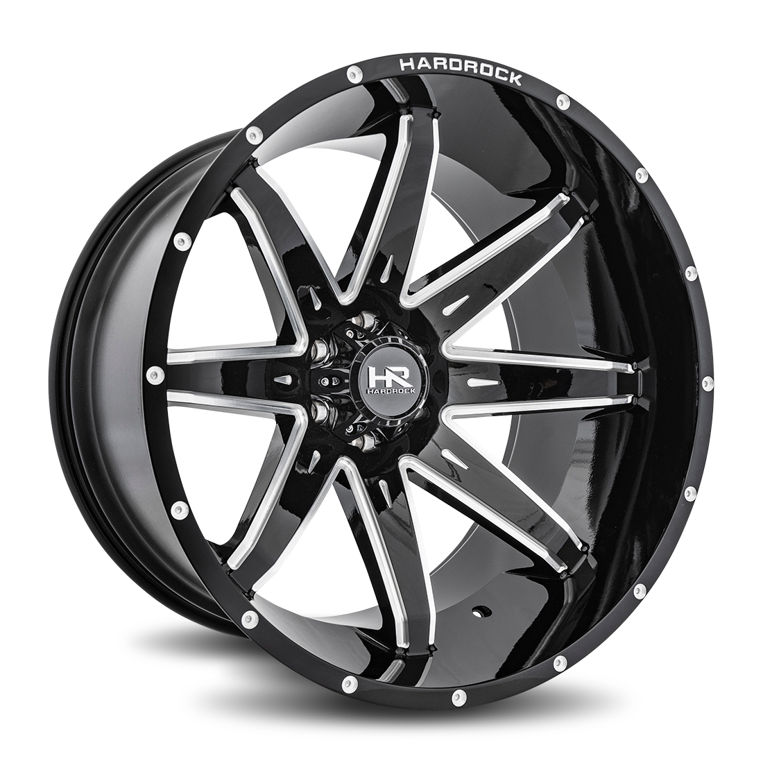 24x14 Hardrock H502 Painkiller Blk Milled Wheel 6x5.5 Bolt Pattern -76mm Offset