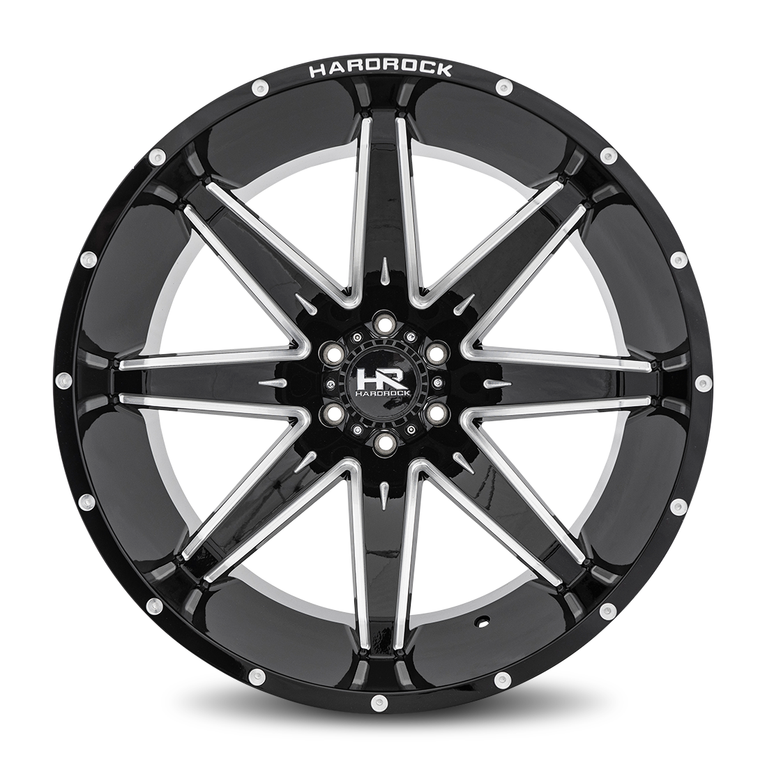 24x14 Hardrock H502 Painkiller Blk Milled Wheel 6x5.5 Bolt Pattern -76mm Offset