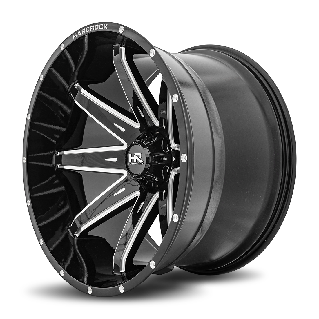 24x14 Hardrock H502 Painkiller Blk Milled Wheel 6x5.5 Bolt Pattern -76mm Offset