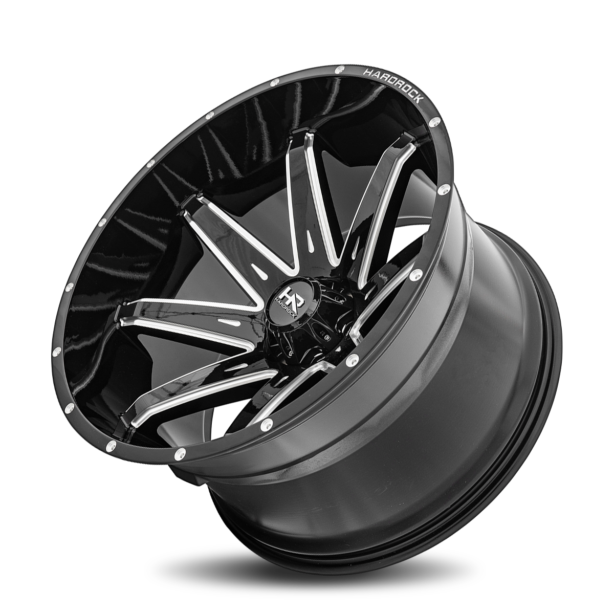 24x14 Hardrock H502 Painkiller Blk Milled Wheel 6x5.5 Bolt Pattern -76mm Offset