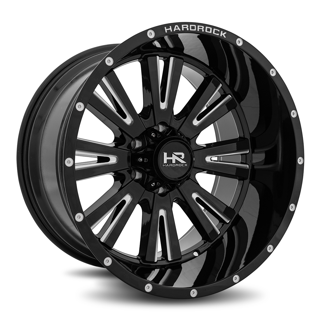 20x12 Hardrock H503 Spine Blk Milled Wheel 6x5.5 Bolt Pattern -44mm Offset