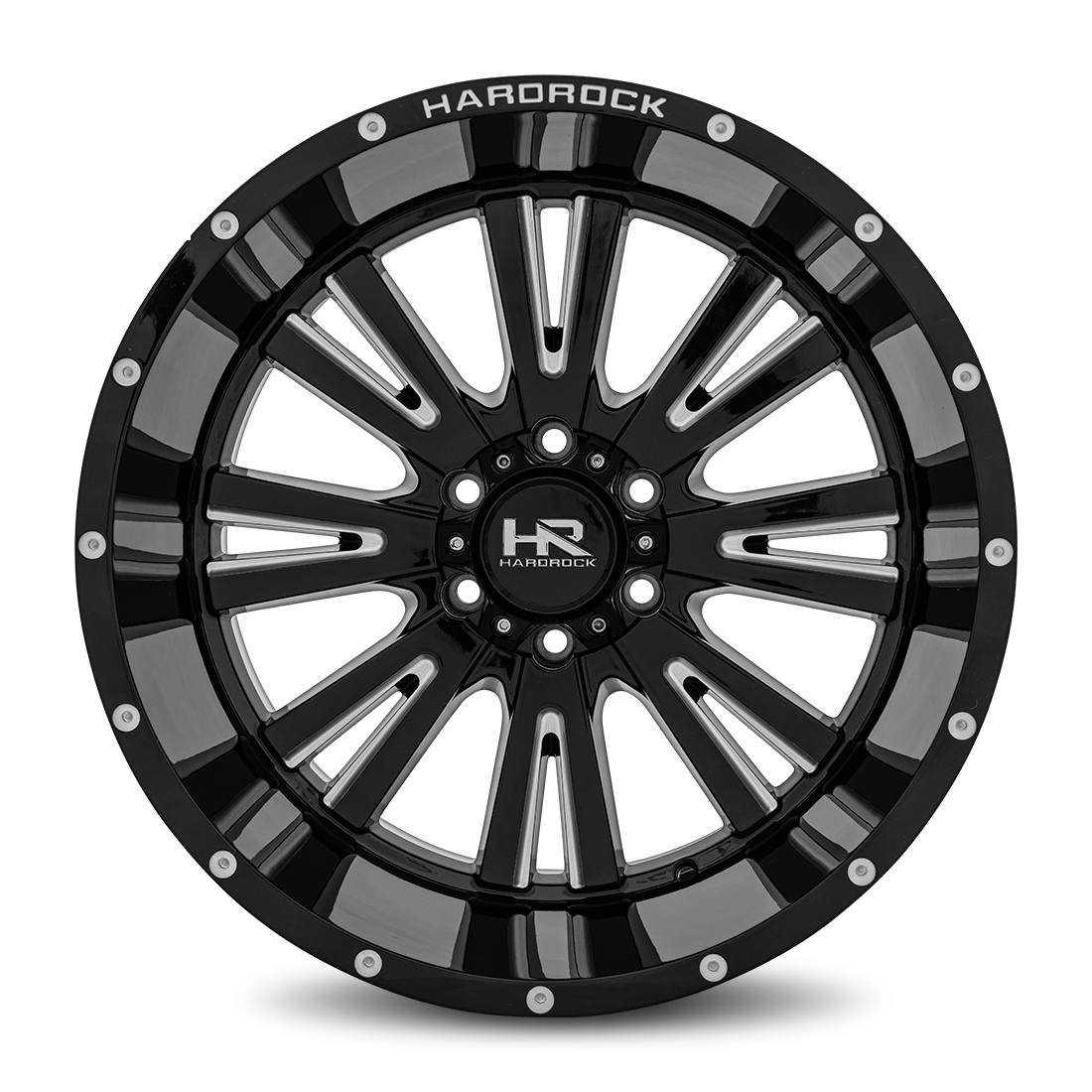 20x12 Hardrock H503 Spine Blk Milled Wheel 6x5.5 Bolt Pattern -44mm Offset