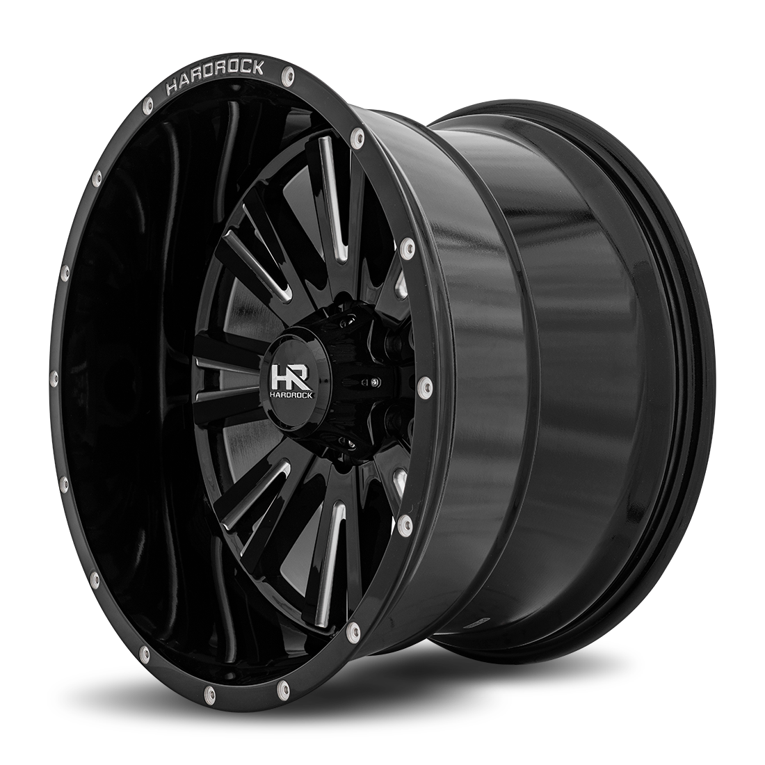 20x12 Hardrock H503 Spine Blk Milled Wheel 6x5.5 Bolt Pattern -44mm Offset