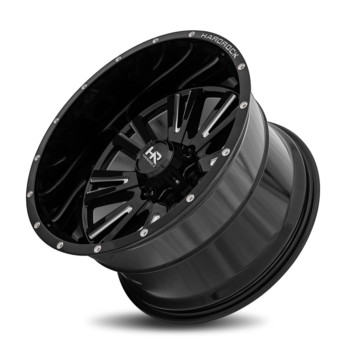20x12 Hardrock H503 Spine Blk Milled Wheel 6x5.5 Bolt Pattern -44mm Offset
