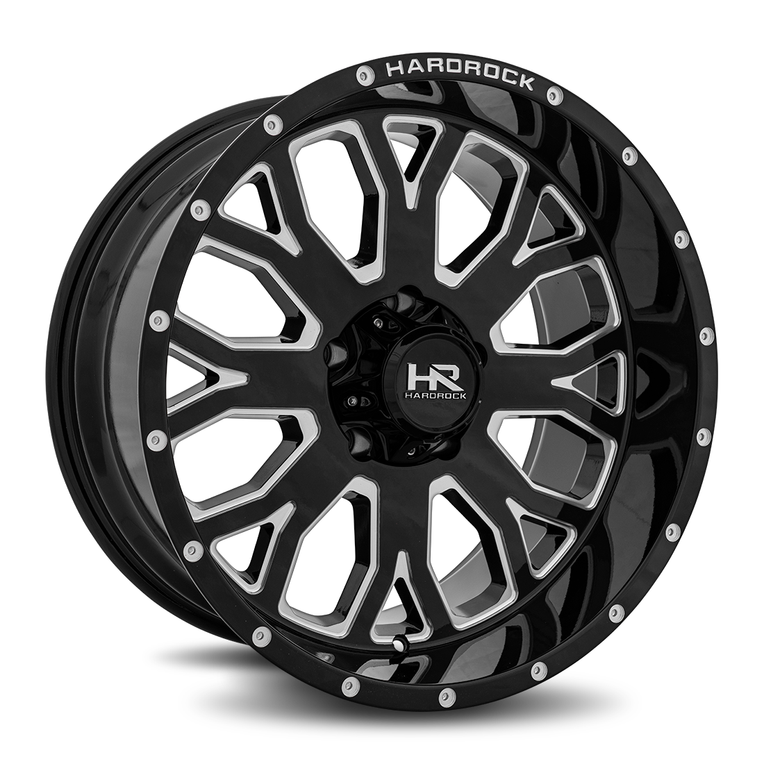 20x10 Hardrock H504 Slammer Blk Milled Wheel 6x5.5 Bolt Pattern -19mm Offset
