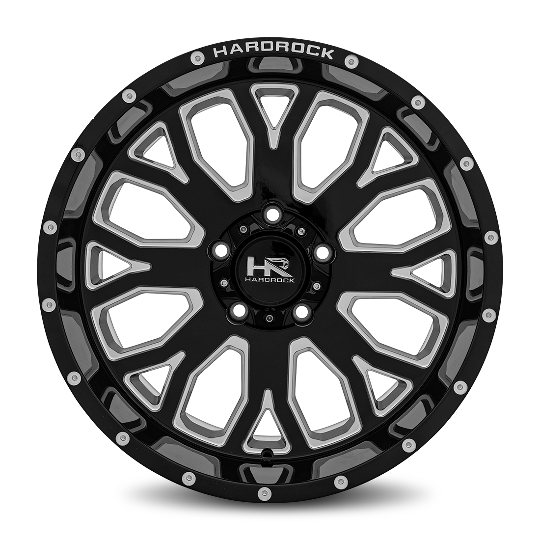 20x10 Hardrock H504 Slammer Blk Milled Wheel 6x5.5 Bolt Pattern -19mm Offset
