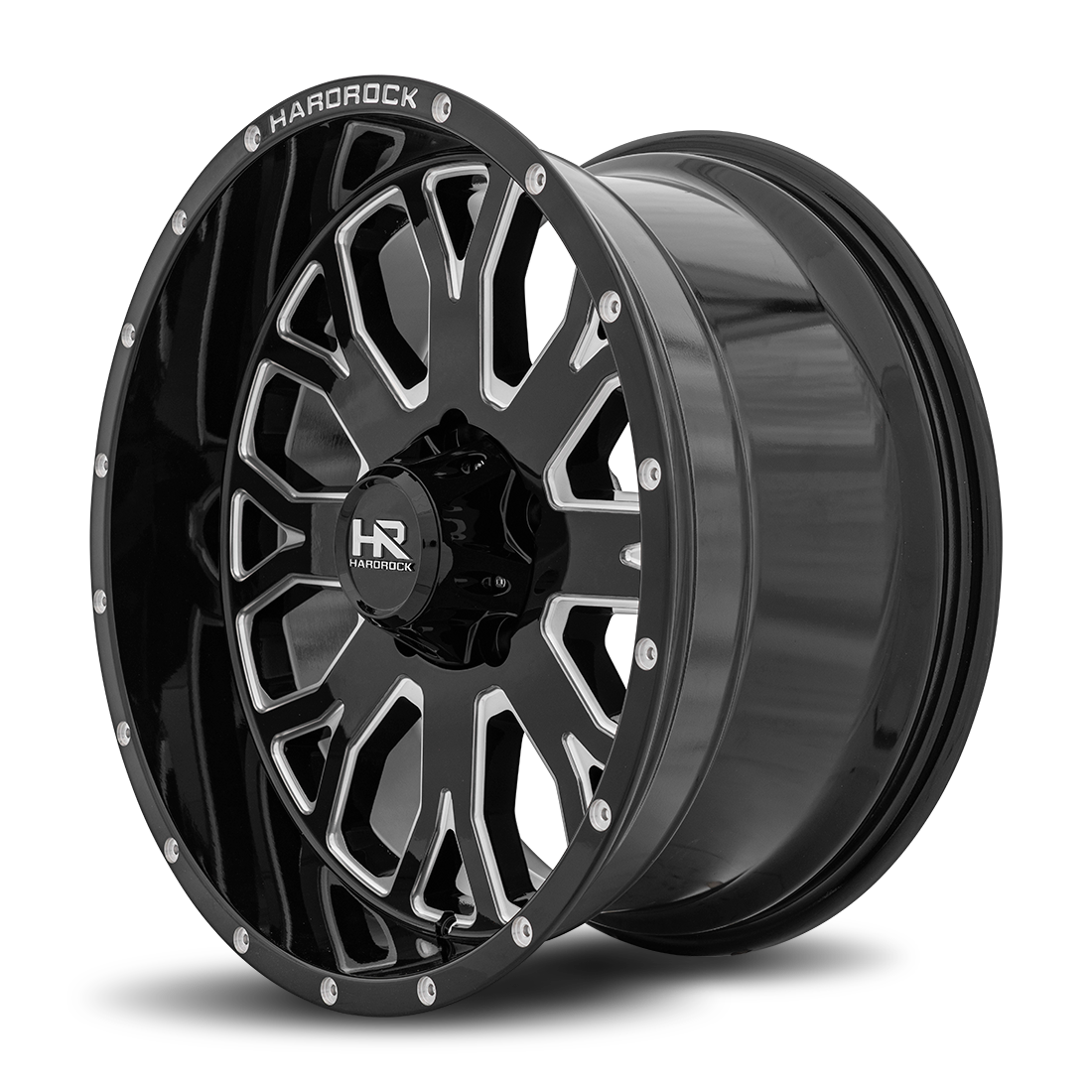20x10 Hardrock H504 Slammer Blk Milled Wheel 6x5.5 Bolt Pattern -19mm Offset