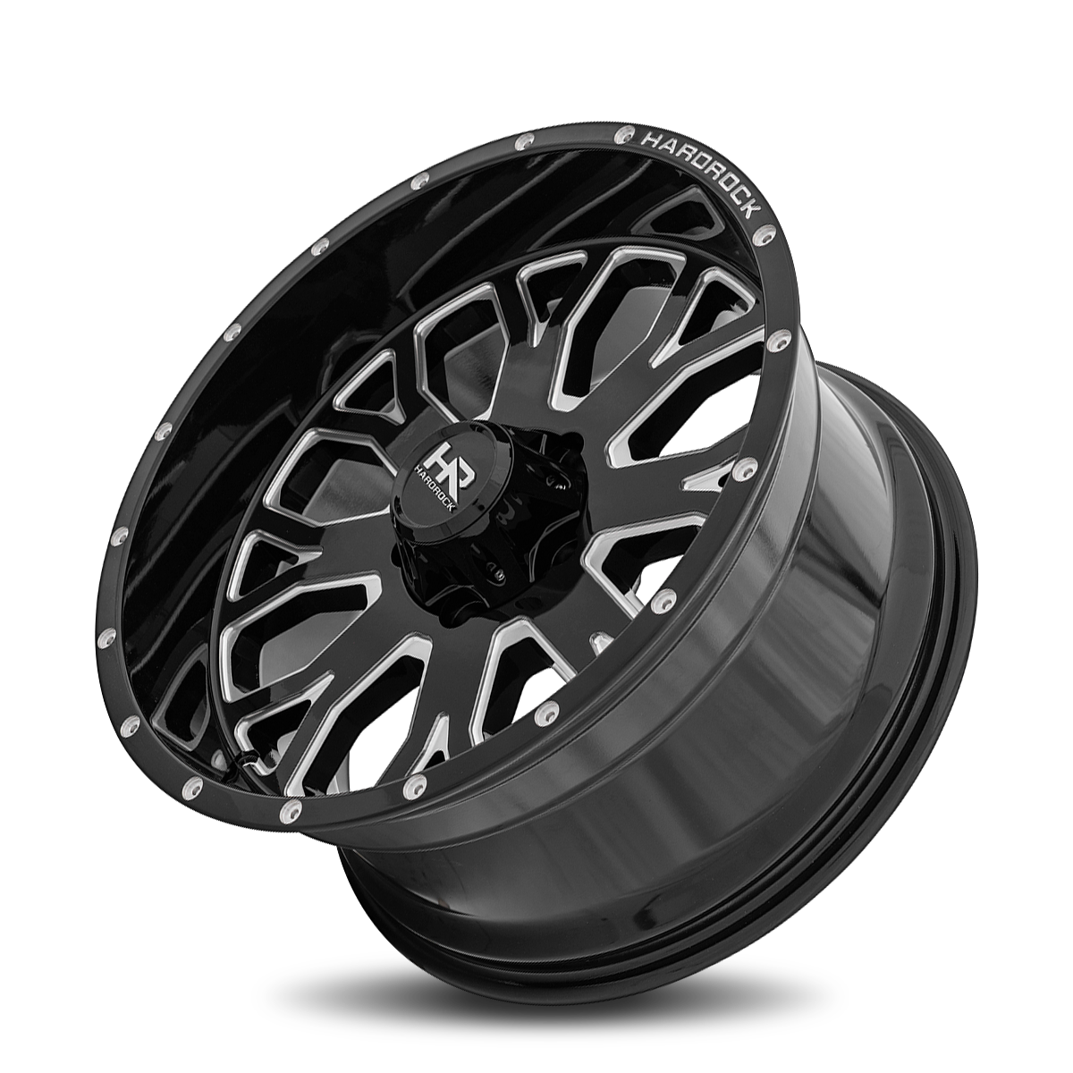 20x10 Hardrock H504 Slammer Blk Milled Wheel 6x5.5 Bolt Pattern -19mm Offset