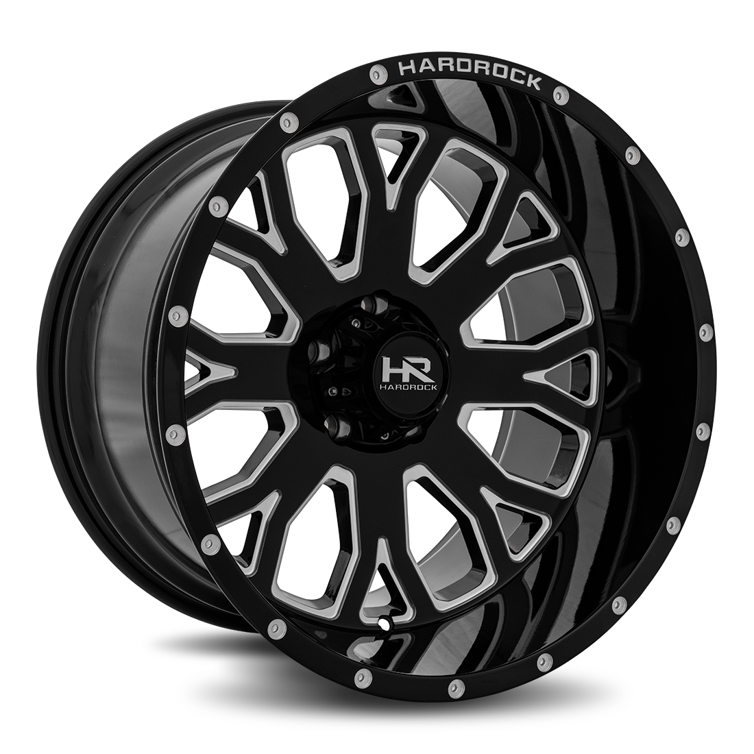 20x12 Hardrock H504 Slammer Blk Milled Wheel 6x5.5 Bolt Pattern -44mm Offset